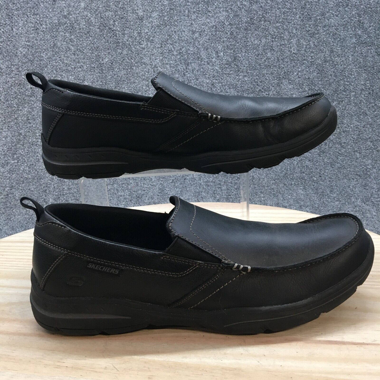 simultáneo Dormitorio Digital Skechers Shoes Mens 12 Relaxed Fit Harper Forde Loafer Black Leather Round  64858 | eBay