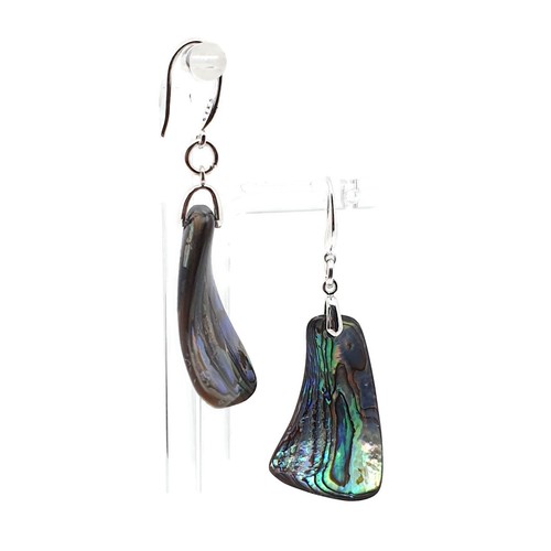 Paua Earrings Rainbow Abalone Natural Shell Dangle Drop Sterling Silver Hooks - Picture 56 of 84