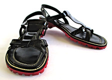Donald J Pliner Glori Sandals Black Patent Leather Strappy Slingback 7.5M