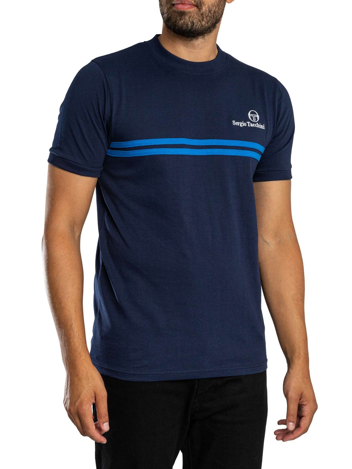 Sergio Tacchini Men's Maritime Blue/Princess Blue New Supermac T-Shirt - Image 2