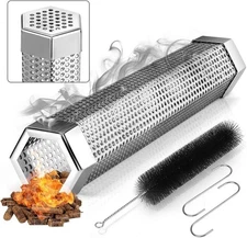 Stainless Steel BBQ Grill Smoker Box Tube for Wood Pellet Pipe Smoking Meat #B