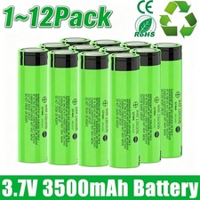 1 12 Pack 3.7V Rechargeable Flat top Batteries 3500mAh 18650 Battery
