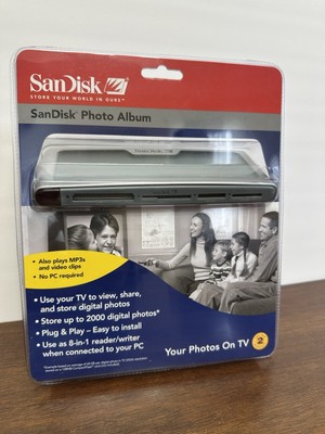 SanDisk SDV2R Digital Photo Album 8-1 Card Reader MP3 Photos video TV w/remote 