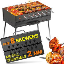 Charcoal Grill for 8 Skewers - Portable Barbecue 16.9"×11.8"×23.6" Kabob Camp Gr