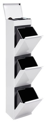 ARREGUI Top CR321-B Mülltrennsystem 3x17L Stahl weiß mit Box
