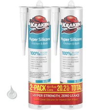 Kraken Bond Hyper Kitchen & Bath Silicone, 10.1oz 2 Pack – Clear