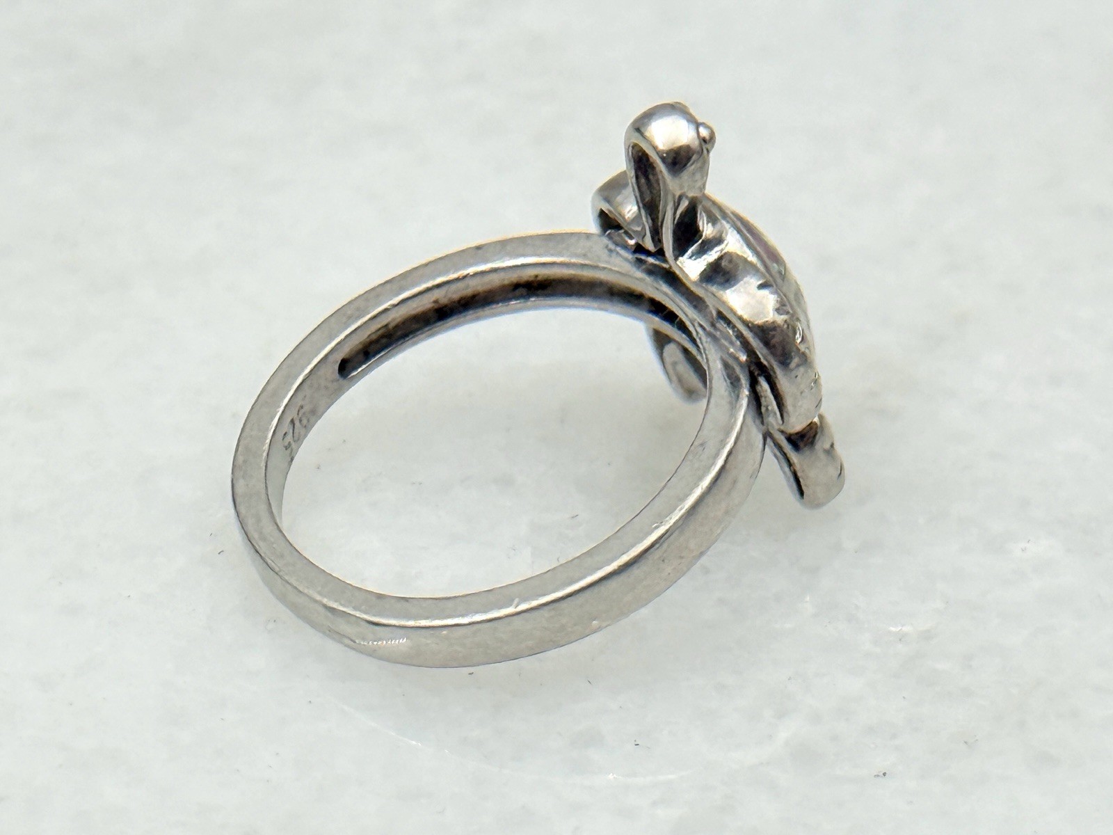 Pink Opal Turtle Ring Size 6 Solid 925 Sterling S… - image 2