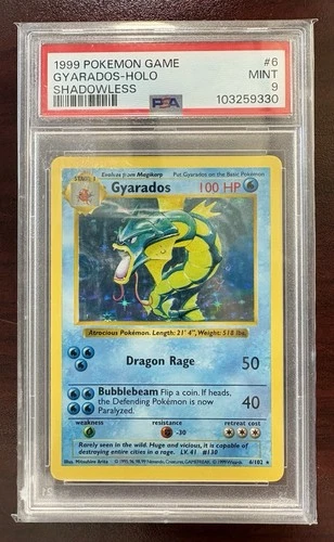 Pokémon TCG Gyarados Base Set Shadowless Holo Rare 1999 PSA 9 6/102 English