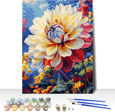 Dahlia Flower Paint by Numbers for Adults, Abstract Floral Adults' Paint by Numb