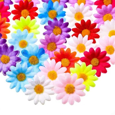 WILLBOND 100 Packs Fabric Daisy Flower Easter Decoration Mixed Color 