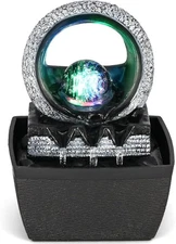 Indoor Tabletop Fountain 3-Gear LED Rolling Ball Desktop Zen Water Feature Decor