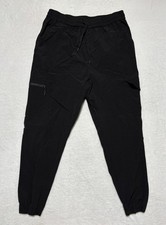 Cargo Jogger Pants Mens XL Black Elastic Waist Drawstring Pockets Casual