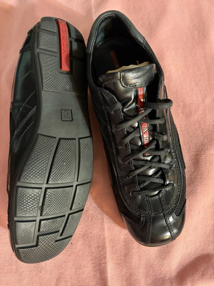 Винтажные кожаные сетчатые кроссовки тренажеры Prada Monte Carlo размер 11,5 - Изображение 2 из 2