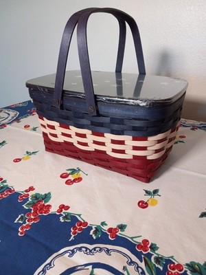 Longaberger 2011 Americana Medium Market Basket Set, Mint!