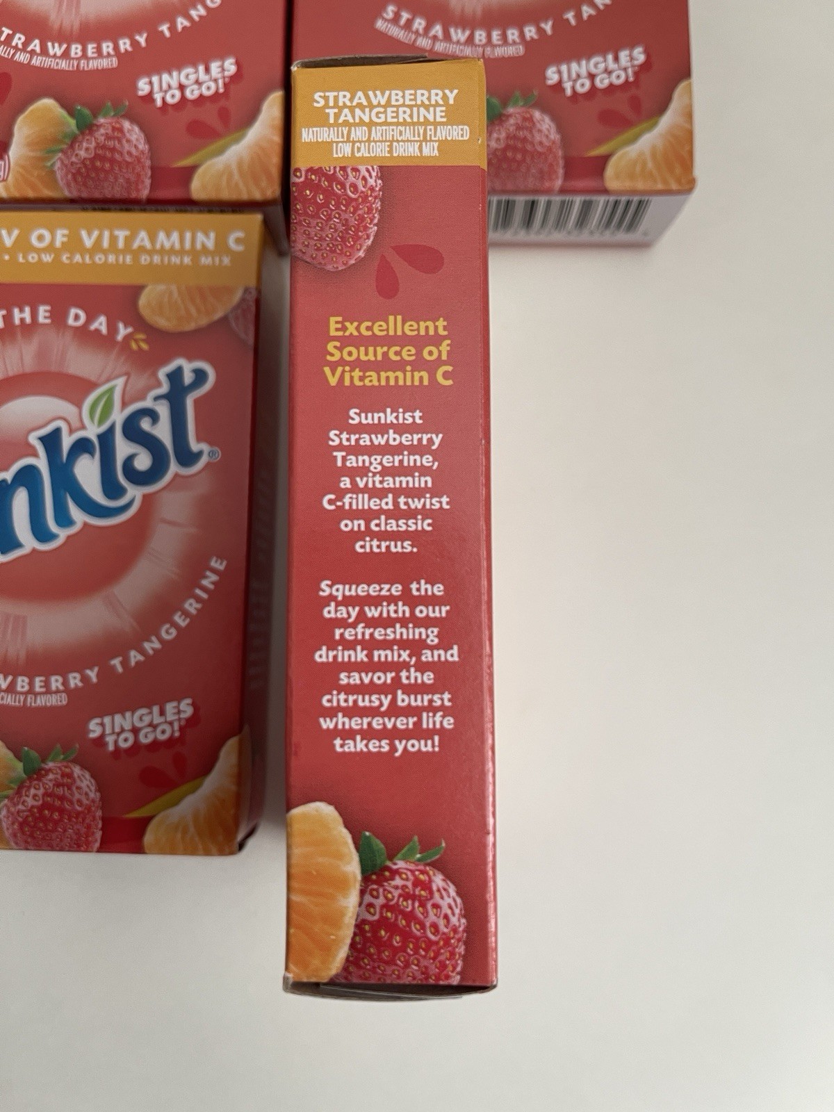 Sunkist STRAWBERRY TANGERINE Singles Drink Mix Zero Sugar 6 Boxes (36 Packets)