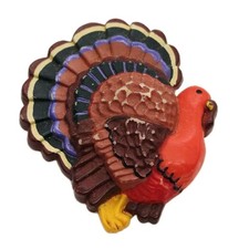 Thanksgiving Turkey Brooch Pin C-Clasp Vintage Hallmark Card Inc 1.75 In #3
