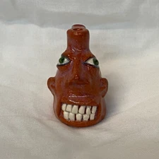 Stacy Lambert Indigenous Southern Folk Art Pottery Coral Mini Smiling Face Jug