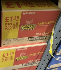 Walkers Monster Munch Sweet & Spicy Snacks | Bigger  Bag Case of 18 Bags 72g*