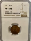 1911 S Lincoln Cent NGC MS 64 RB