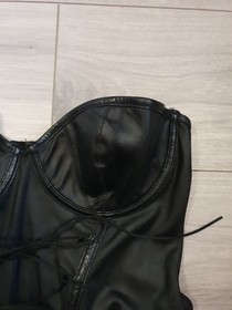 BNWOT Vintage Ann Summers Indulge Black Faux Leather & PVC Corset Top Sz Medium