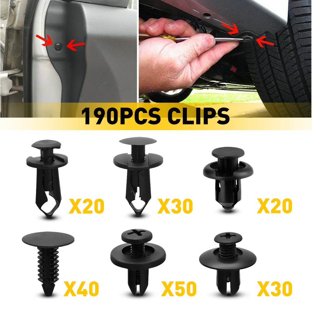 190X Car Clips Hole Plastic Rivets Retainer Fender Push Pin Fastener Bumper New