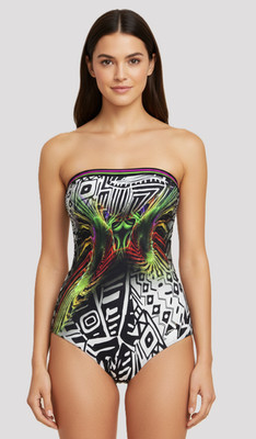 Sunflair Strapless One Piece Swimsuit Graphic Abstract Multicolor Size 14
