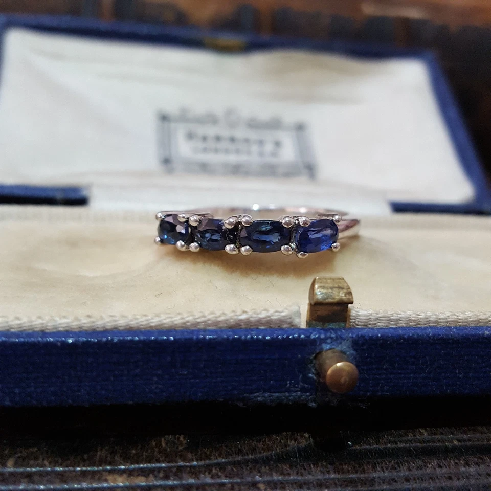 Anillo de plata de ley 925, anillo de cianita natural azul zafiro, tamaño R.5 EE. UU. 8.75  Foto 4 de 4