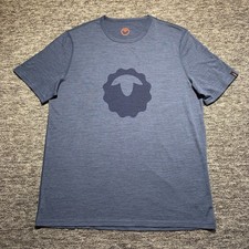 Isobaa Merino 150 Emblem T-Shirt Mens XL Blue Denim 100% Merino Wool Breathable