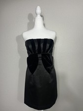 Phoebe Couture Black Mini Women’s Dress Velvet Bow Sz 2 Hoco Homecoming A3