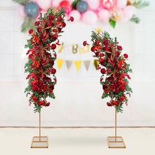 Set of 2 Gold Metal Wedding Arch Rack Flowers Frame Stand Party Backdrop Decor
