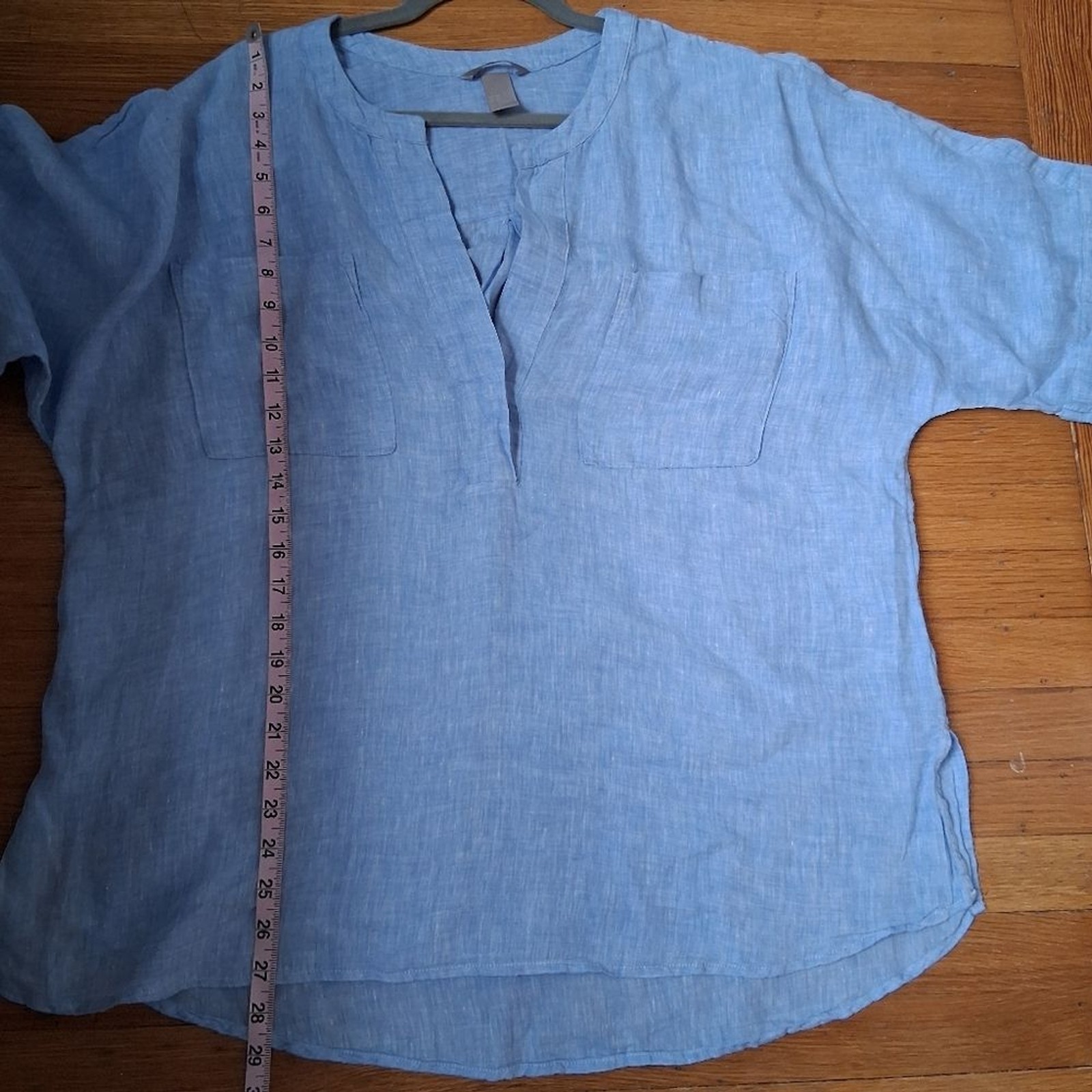 H&M 100% Linen Oversized Boxy Beachy Coastal Grandma Tunic Size 14 XL