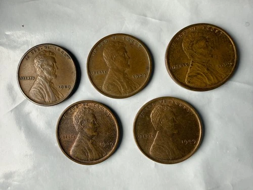 5 1909 VDB Lincoln Cent lot- Very High Grade, XF-CH BU, RB & BN All Fine Details