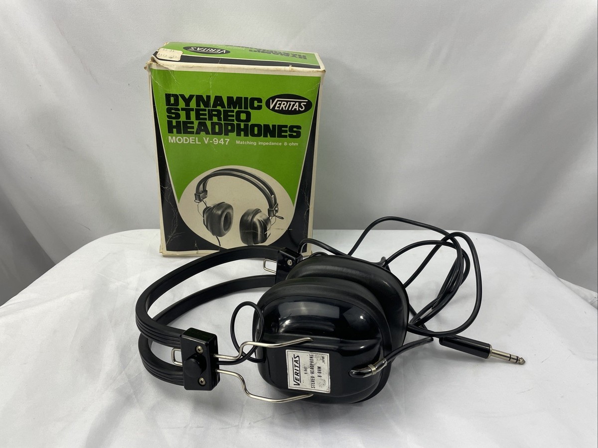Vintage Veritas V 947 8 Ohms Dynamic Stereo Headphones Old School