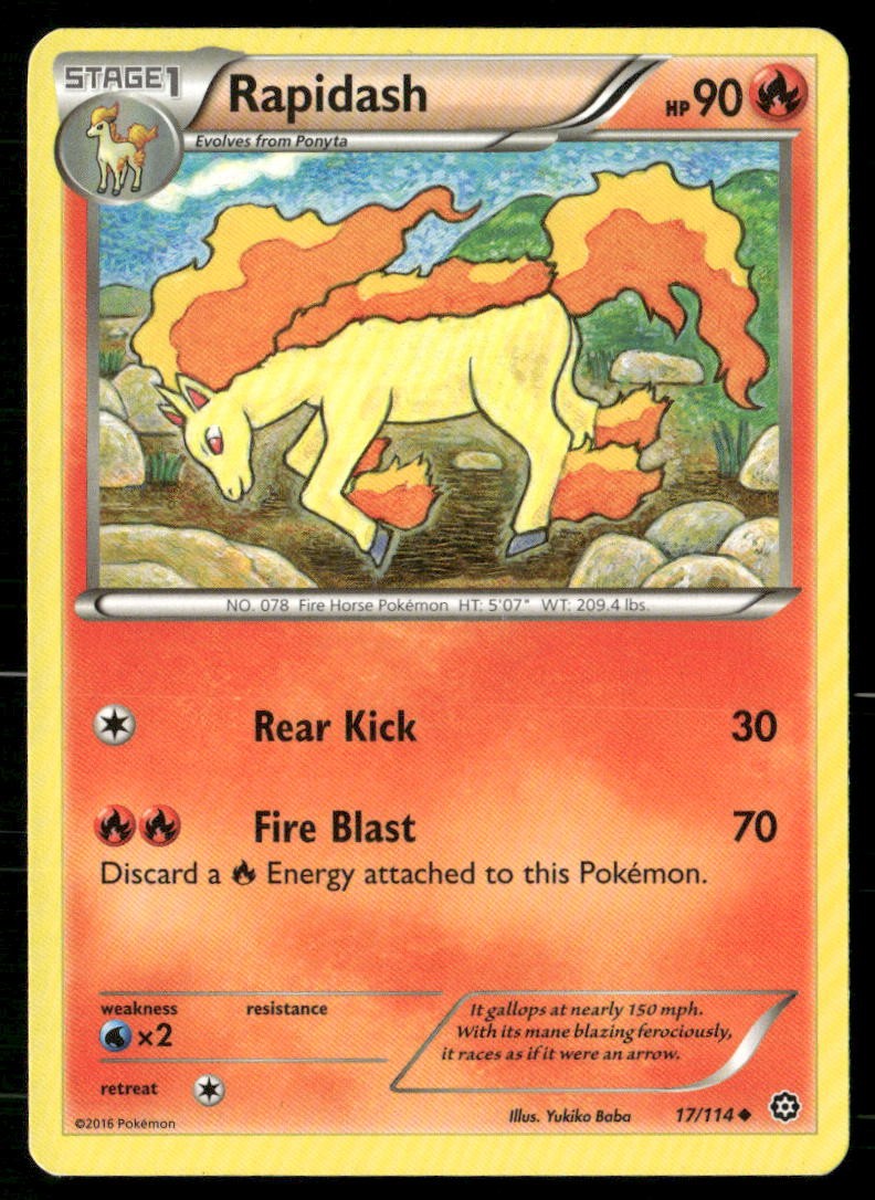 Rapidash 17/114 Uncommon Steam Siege Pokemon Moderately Played