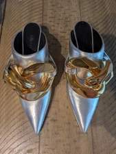 J.w. Anderson Chain Kitten Mule In Silver Chain Silver Size 36/ US 6