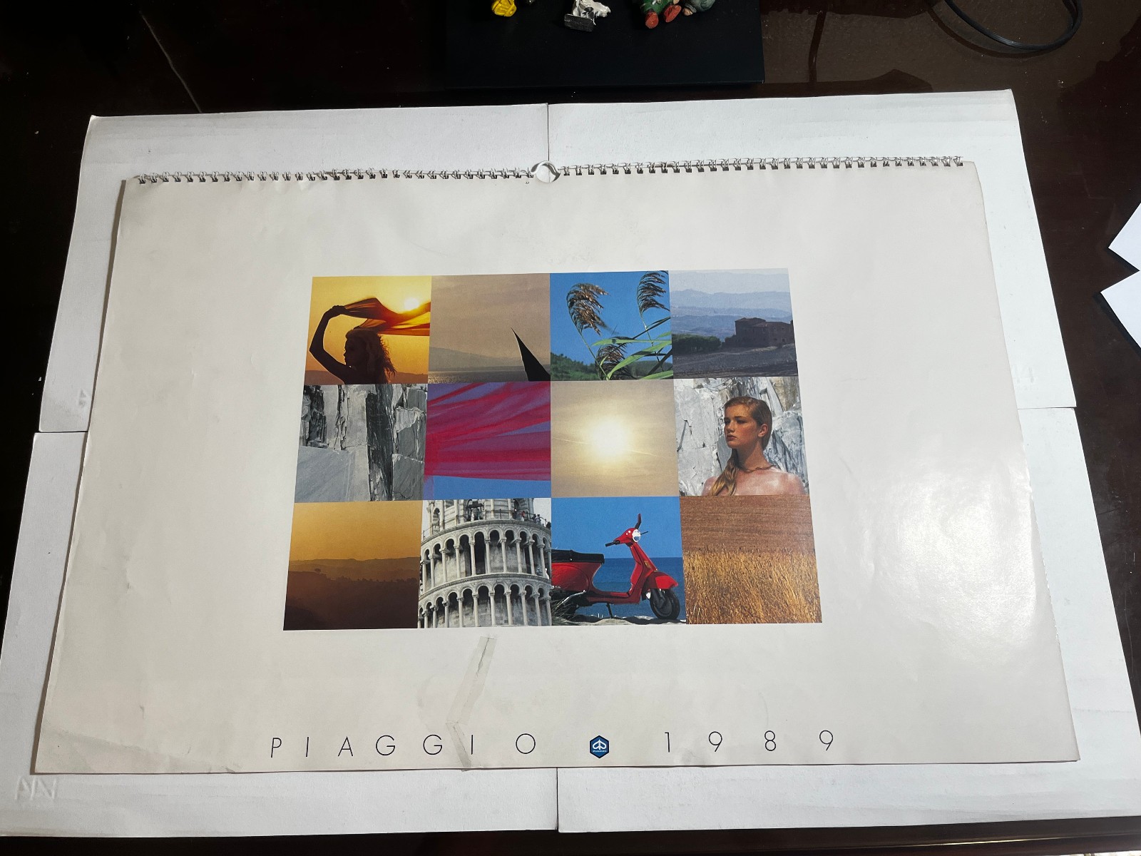 CALENDARIO ORIGINALE PIAGGIO VESPA 1989 COMPLETO VINTAGE DA COLLEZIONE-SI,CIAO