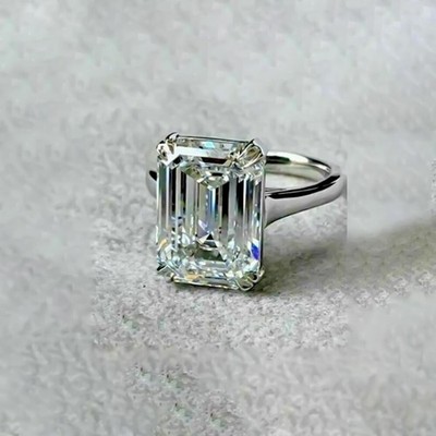 4.95 Ct Certified White Diamond Solitaire Ring Gift for Wife in 925 Silver