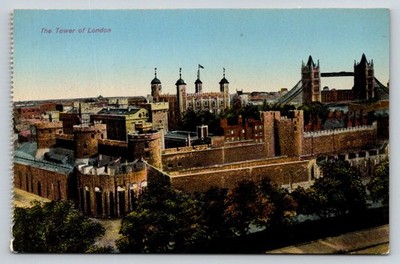 Vintage Tower of London Postcard w/ Tower Bridge England Historic Landmark
