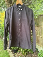 ASOS Medium Cotton Black Formal Shirt Front Pocket Buttoned Cuffs Collared