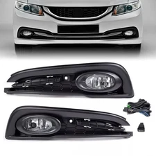 Fits For 2013-2015 Honda Civic 4Dr Sedan Front Fog Lights Lamps+Covers w/Switch