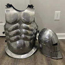 "Roman Muscle Body Armor Cuirass with Barbuta Helmet Greek Medieval X-mass Gift