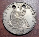 A 1854-O Arrows Seated Liberty Half Dollar 2x Holed Choice EF XF Details Silver