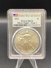 2021 $1 Silver American Eagle Type 1 PCGS MS70 First Strike - Flag Label