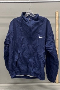 Vintage Nike Youth Navy Blue Full Zip Mesh Lined Windbreaker Jacket Sz L 12-14