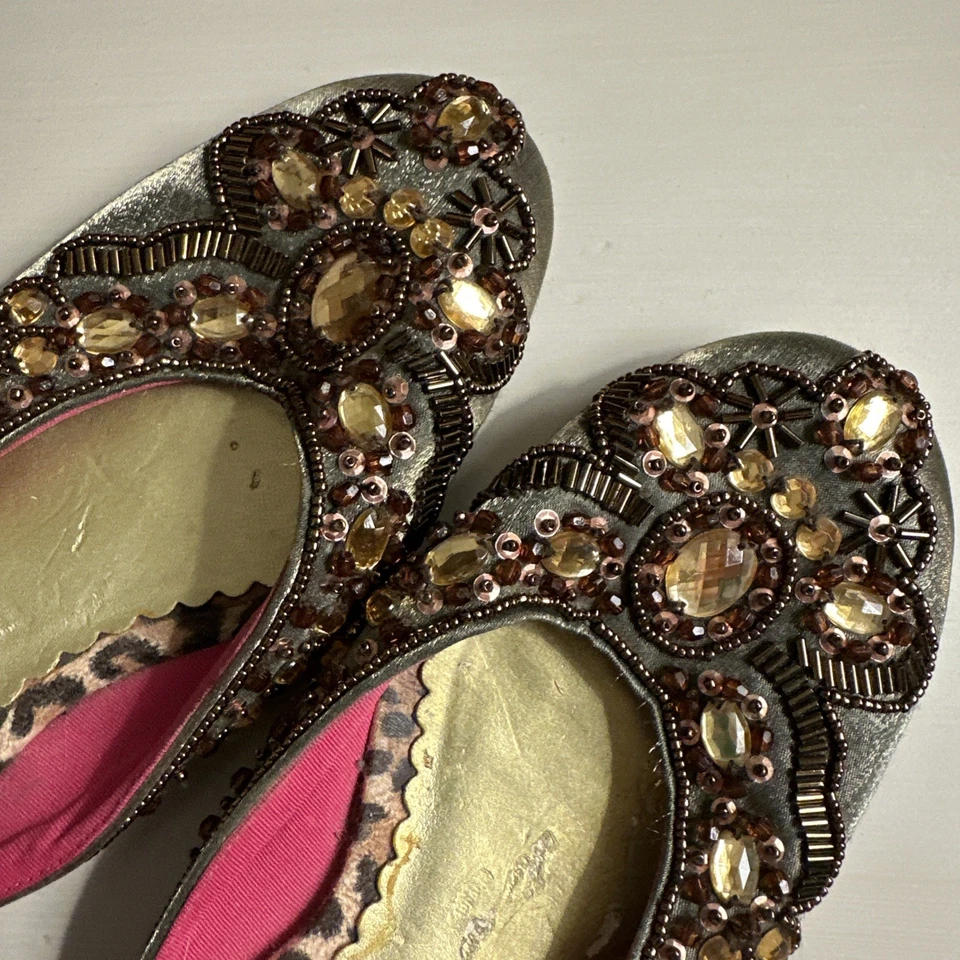 Sandalias Beverly Feldman Lentejuelas Cuentas Toboganes Talla 7.5 B Foto 3 de 4