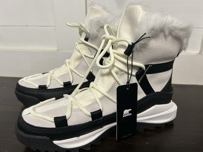 SOREL Women's ONA RMX Glacy WP Boots Sea Salt/Black SIZE 9 NWT White FREE s/h