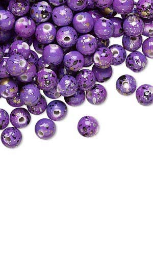 100 perlas redondas de acrílico plástico de 6 mm con manchas de pintura de oro moteado negro y plateado - Imagen 6 de 9