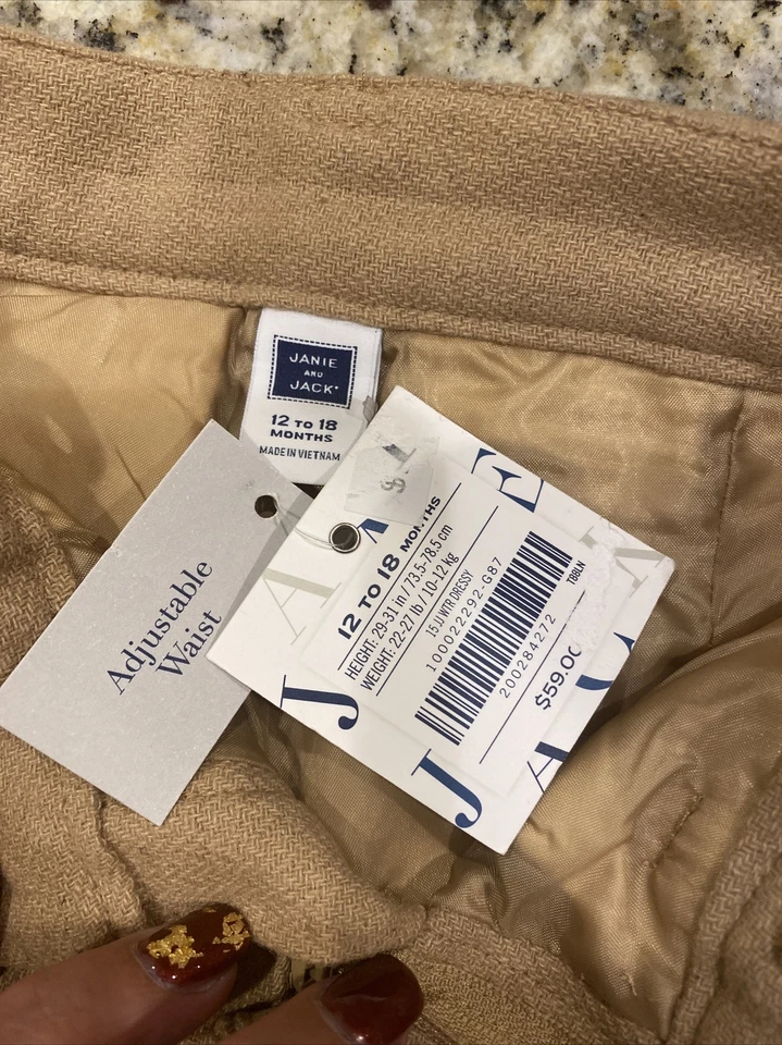 Janie & Jack Boys Lined Wool Dress Pants Trouser Sz 12-18M Railway Dapper NWT - Image 4 of 4