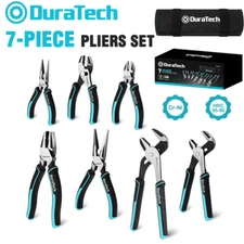 DURATECH 7-Piece Pliers Set Premium Cr-Ni Construction with Oxford Rolling Pouch
