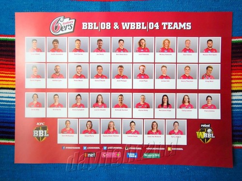 Framed 2018 2019 SYDNEY SIXERS BBL WBBL Cricket Poster - 45cm x 32cm x 3cm - Picture 1 of 4